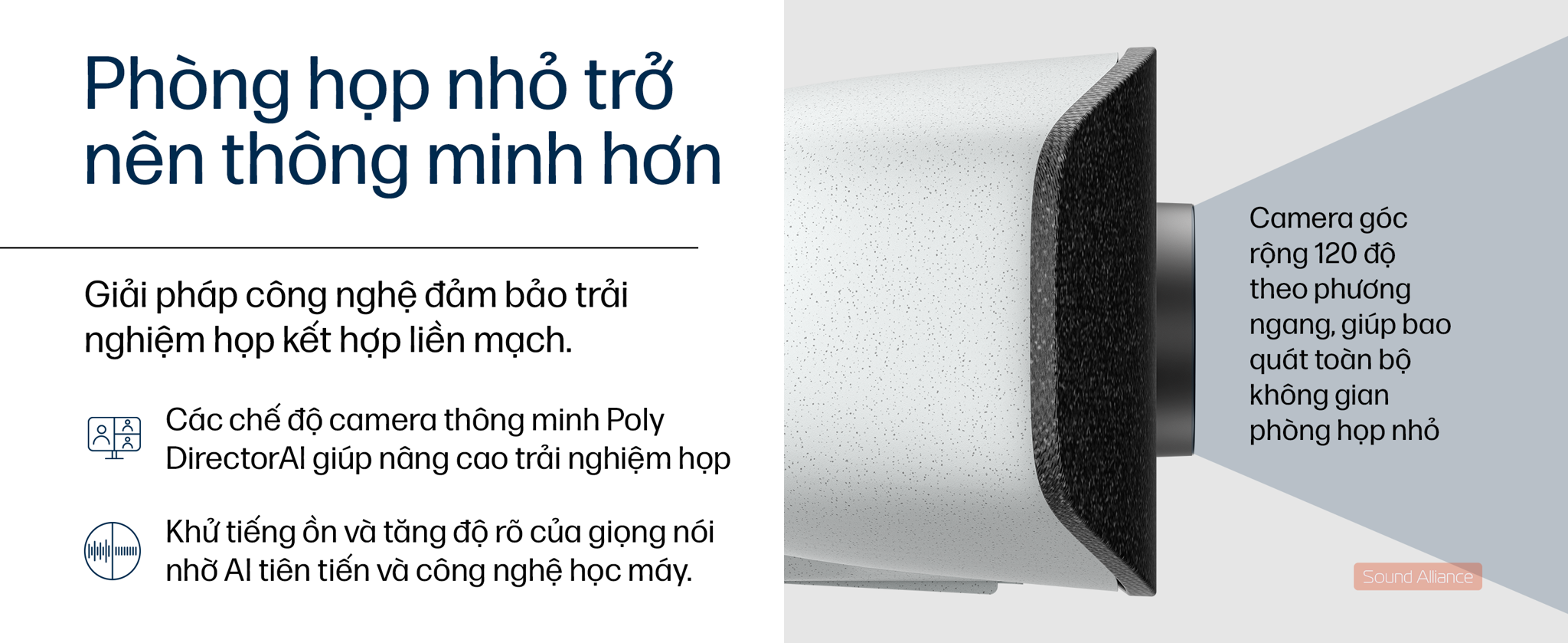 HP Poly Studio V12 là USB Camera All-in-one phiên bản thế hệ tiếp theo của chiếc camera video-bar đầu tiên của Poly - Studio USB. Sản phẩm phù hợp với phòng họp vừa và nhỏ, camera công nghệ DirectorAI và sản phẩm được thiết kế với vỏ nhựa tái chế 65% bảo vệ môi trường.