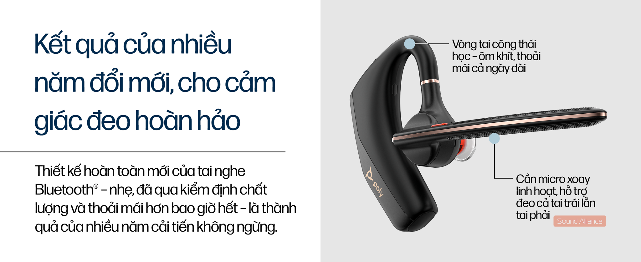 Tai nghe đàm thoại thế hệ mới nhất HP Poly Voyager Legend 50 kết nối Bluetooth v5.4 với hai thiết bị đồng thời, chống ồn cao cấp với dải 4 micrô kế thừa các công nghệ độc quyền như Windsmart, NoiseBlockAI, ra lệnh bằng giọng nói, sạc không dây chuẩn Qi,...giúp bạn luôn nổi bật trong mọi cuộc hội thoại.