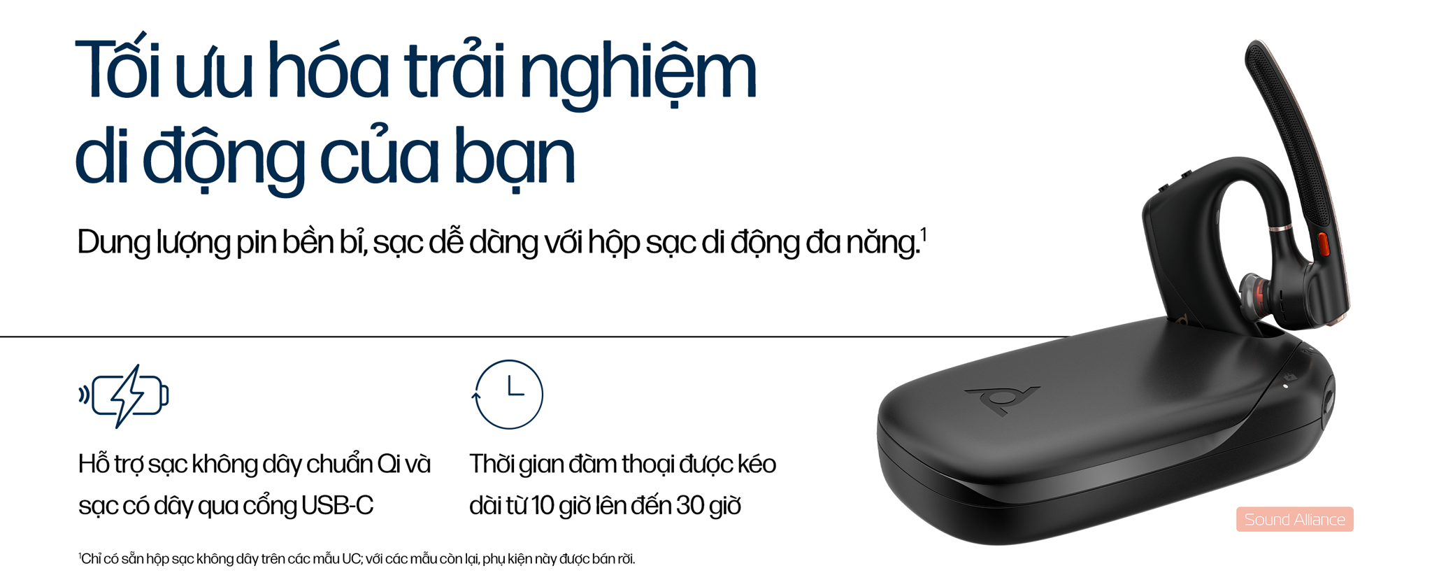 Tai nghe đàm thoại chuyên nghiệp Poly Voyager Legend 50 UC kết nối Bluetooth hoặc qua BT700, thêm hộp sạc giúp Voyager Legend 50 UC luôn sẵn sàng. Là sản phẩm mang phong cách đặc trưng của Poly (trước đây là Plantronics, nay là một phần của HP, cung cấp giải pháp liên lạc trong các nhiệm vụ của NASA).