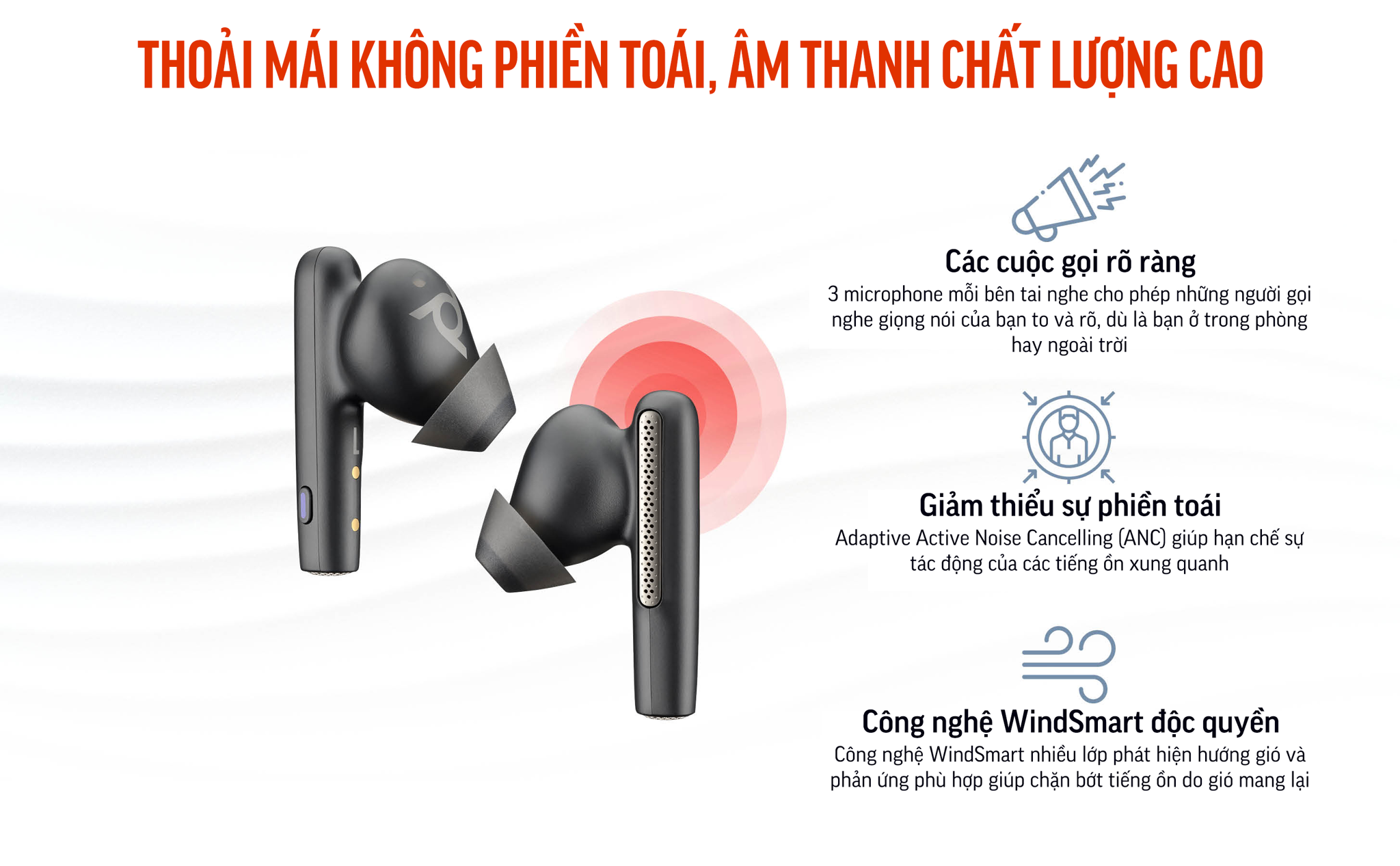 Tai nghe nhét tai Poly Voyager Free 60 UC chứng nhận Microsoft Teams (HP SKU: 7Y8L7AA ; Poly SKU: 220757-01) là dòng sản phẩm tai nghe nhét tai true wireless đầu tiên của Poly & HP được ra mắt tại các triển lãm CES 2023 và ISE 2023. Voyager Free 60 UC có các công nghệ âm thanh tiên tiến, micrô lọc ồn, chống ồn gió.
