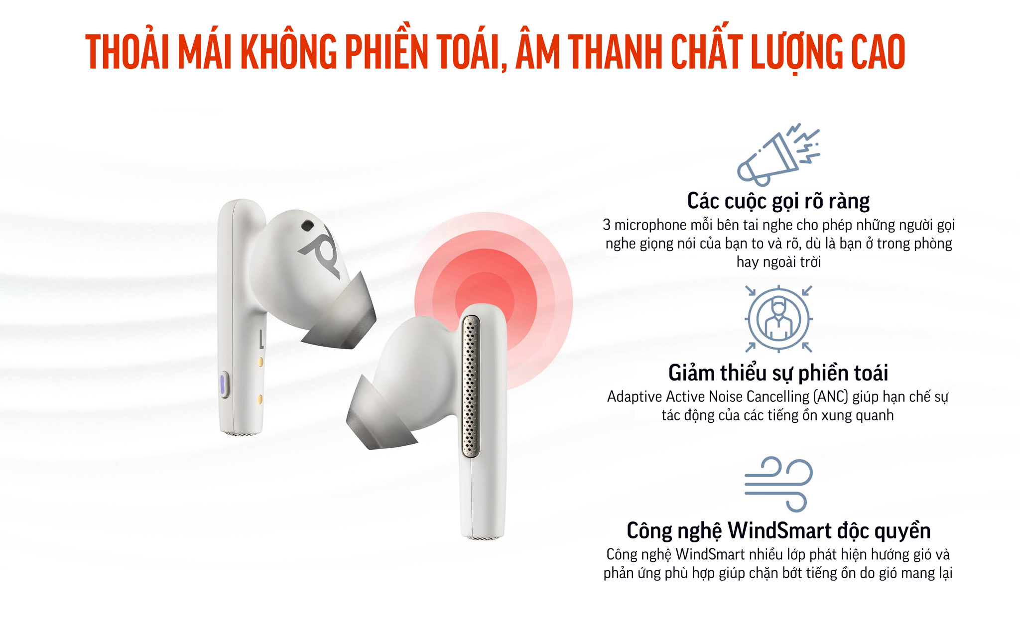 Tai nghe nhét tai Poly Voyager Free 60 UC chứng nhận Microsoft Teams (HP SKU: 7Y8L5AA ; Poly SKU: 220759-01) là dòng sản phẩm tai nghe nhét tai true wireless đầu tiên của Poly & HP được ra mắt tại các triển lãm CES 2023 và ISE 2023. Voyager Free 60 UC có các công nghệ âm thanh tiên tiến, micrô lọc ồn, chống ồn gió.
