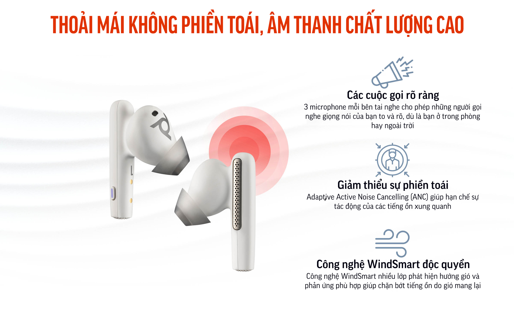Tai nghe nhét tai Poly Voyager Free 60 UC chứng nhận Microsoft Teams (HP SKU: 7Y8L6AA ; Poly SKU: 220759-02) là dòng sản phẩm tai nghe nhét tai true wireless đầu tiên của Poly & HP được ra mắt tại các triển lãm CES 2023 và ISE 2023. Voyager Free 60 UC có các công nghệ âm thanh tiên tiến, micrô lọc ồn, chống ồn gió.