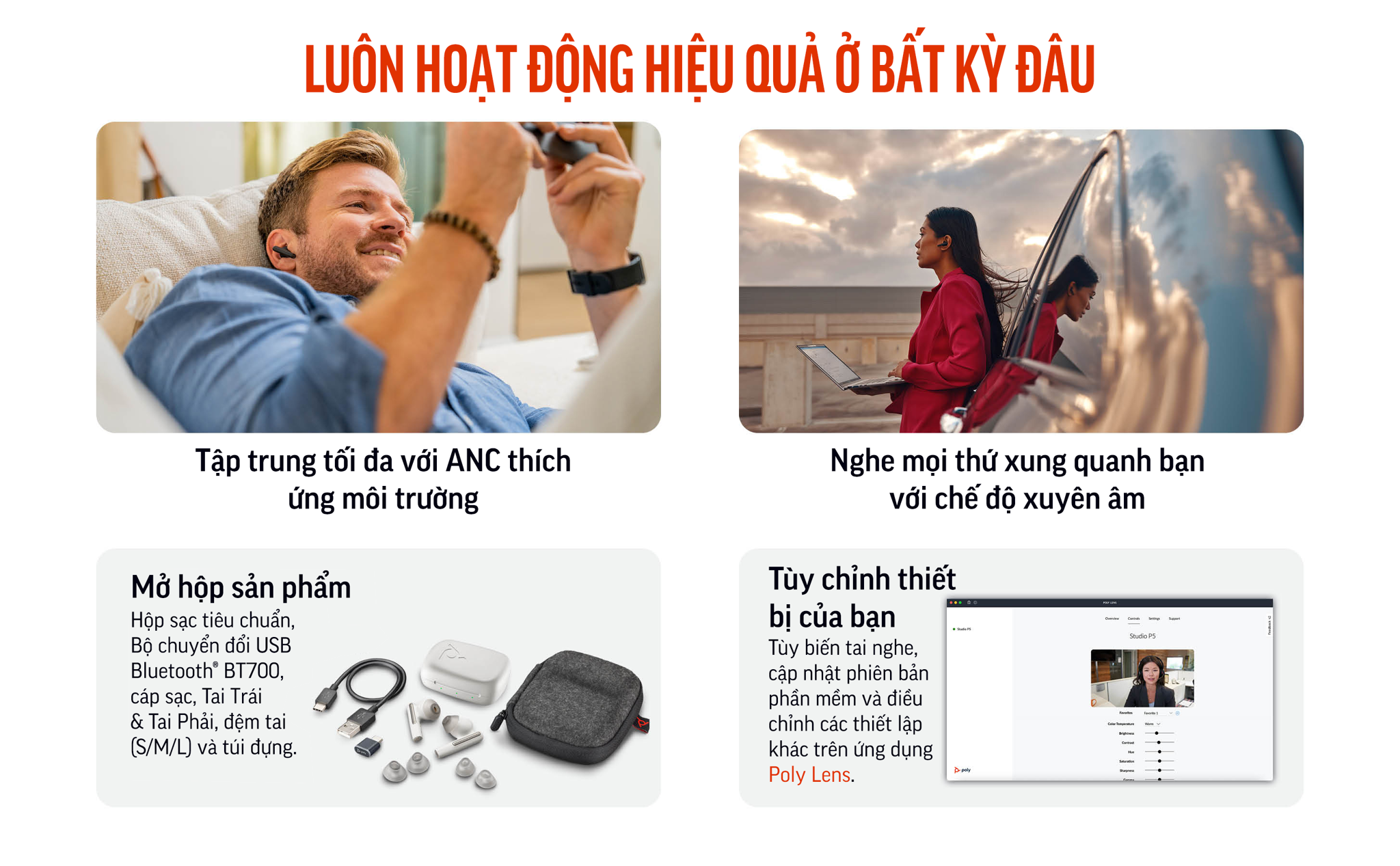 Tai nghe nhét tai Poly Voyager Free 60 UC (HP SKU: 7Y8L4AA ; Poly SKU: 220758-02) là dòng sản phẩm tai nghe nhét tai true wireless đầu tiên của Poly & HP được ra mắt tại các triển lãm CES 2023 và ISE 2023. Poly Voyager Free 60 UC được trang bị các công nhệ âm thanh tiên tiến, micrô lọc ồn, chống tiếng ồn gió.