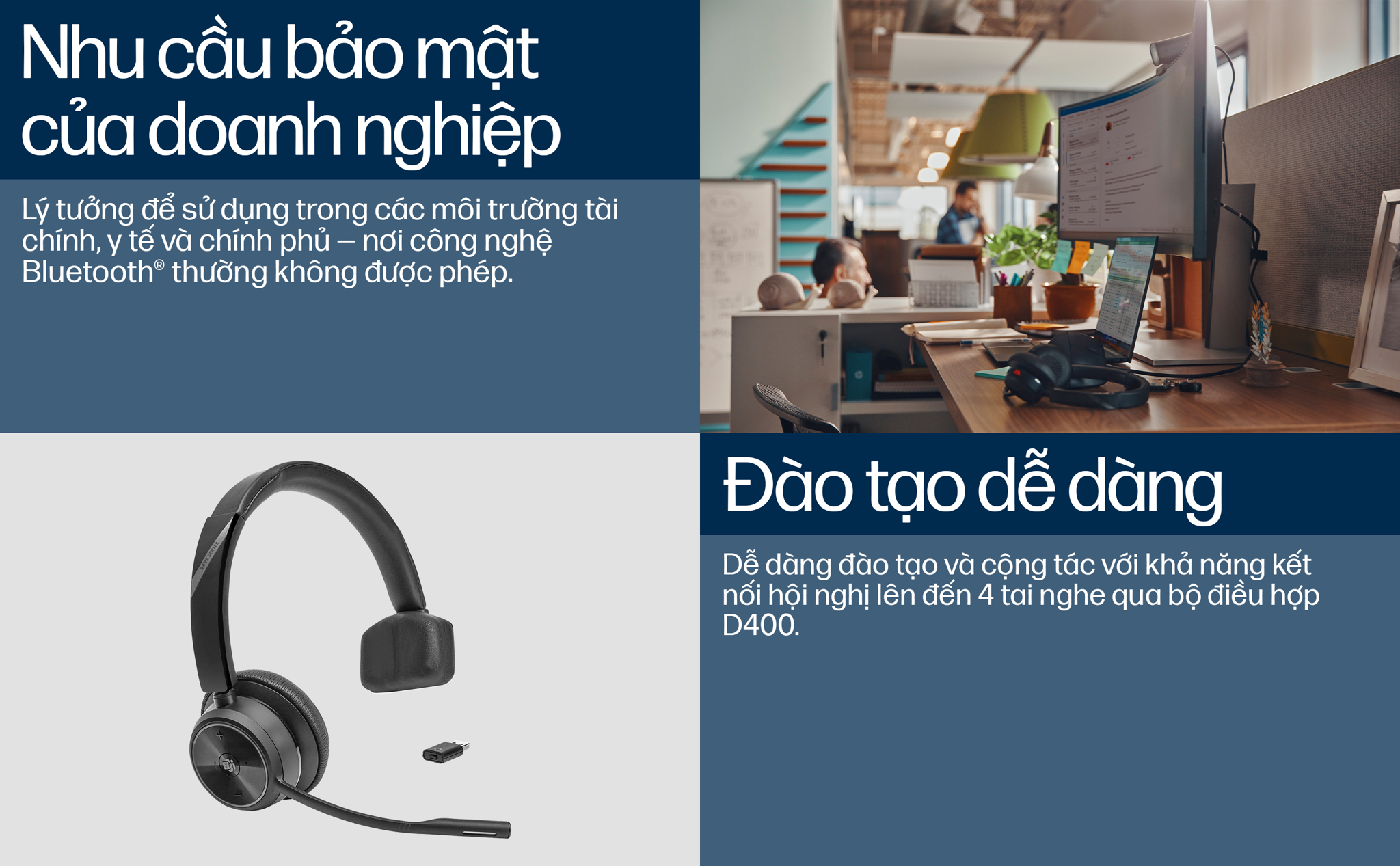 Tai nghe không dây tầm xa chuẩn DECT™ một bên tai tần số 1880-1900 MHz cho Desk Phone và máy tính HP Poly Savi 7310 Office. HP SKU: 8D3G3AA ; Poly SKU: 214778-05.