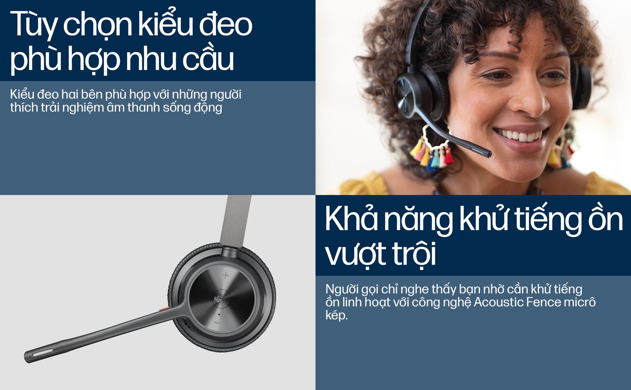 Tai nghe không dây HP Poly Voyager 4320 UC chứng nhận cho Microsoft Teams (HP SKU: 77Y98AA ; Poly SKU: 218475-02) với thời gian đàm thoại tới 24 giờ và thời gian nghe 47 giờ (với BT700). Ngoài ra Poly Voyager 4320 có micrô khử tiếng ồn linh hoạt với 2 micrô tích hợp công nghệ Acoustic Fence độc quyền của Poly.