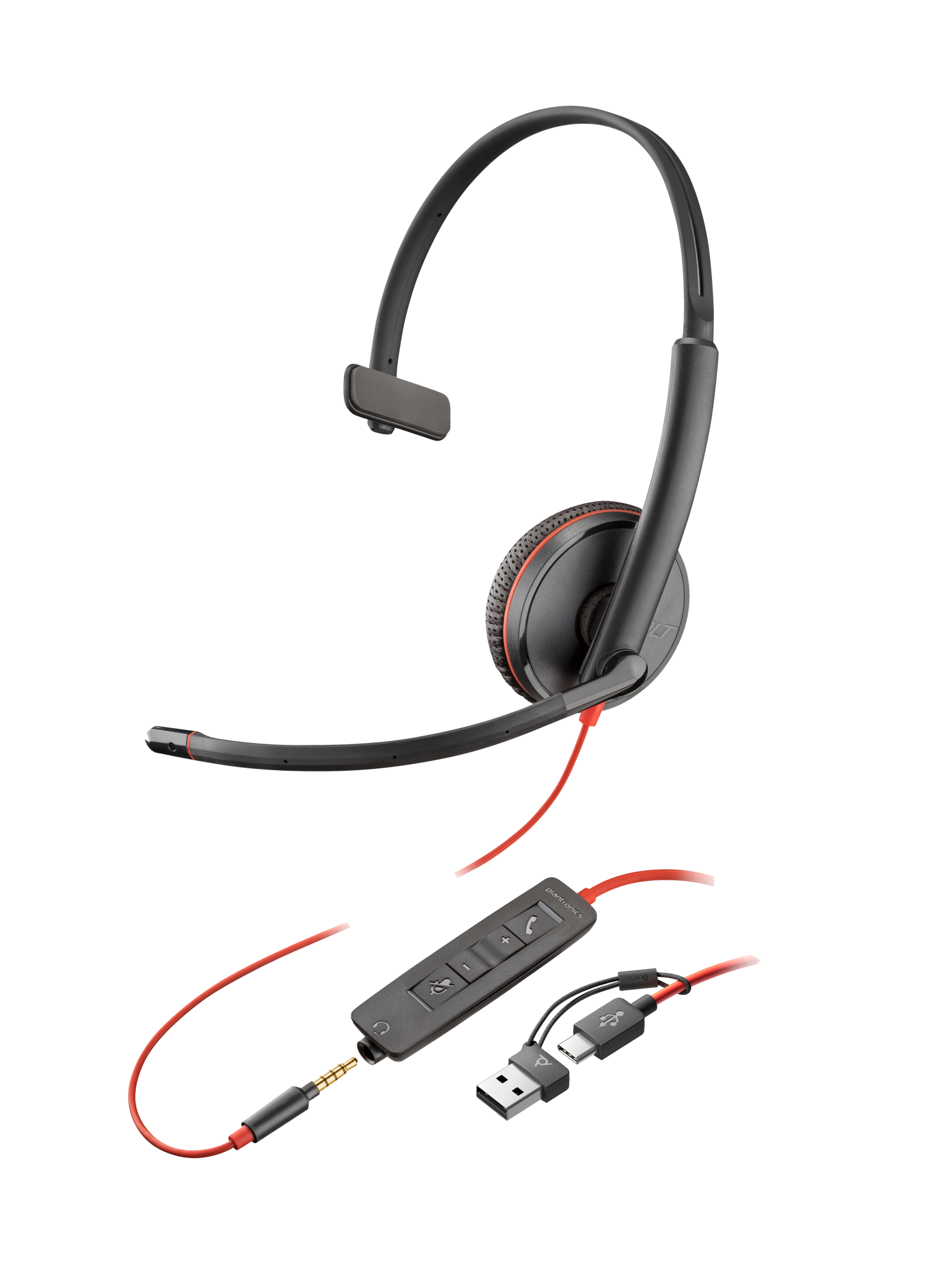 TAI NGHE USB CÓ THÊM CỔNG AUDIO 3.5MM CHO DOANH NGHIỆP PLANTRONICS (POLY) BLACKWIRE C3215