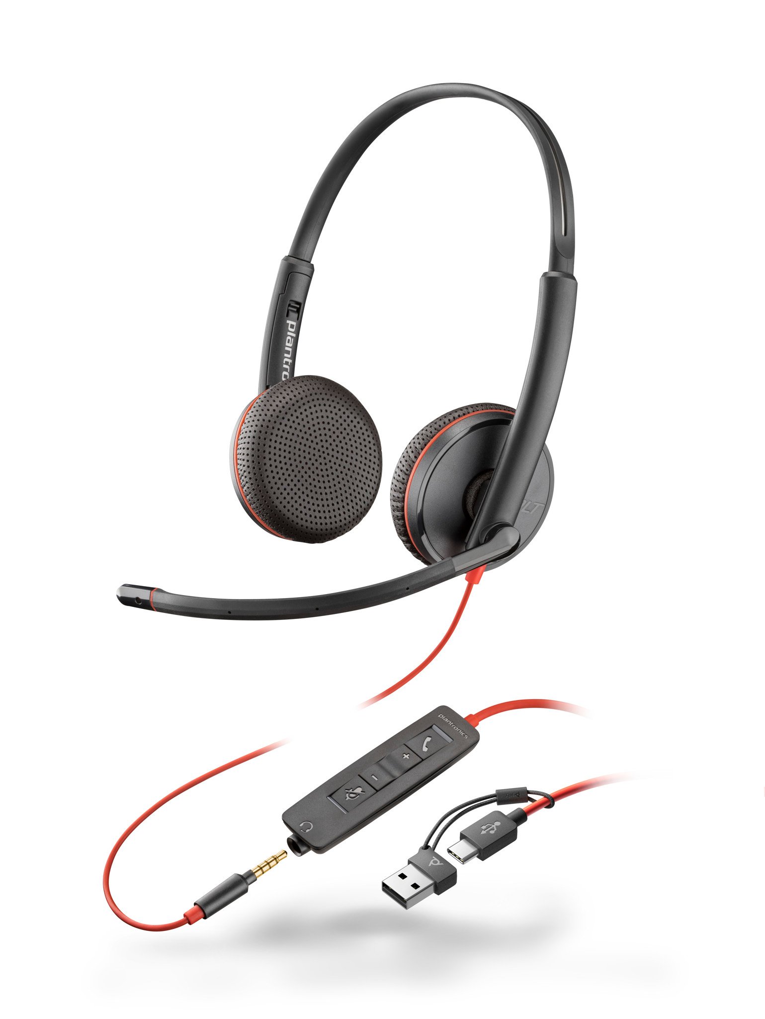TAI NGHE USB CÓ THÊM CỔNG AUDIO 3.5MM CHO DOANH NGHIỆP PLANTRONICS (POLY) BLACKWIRE C3225