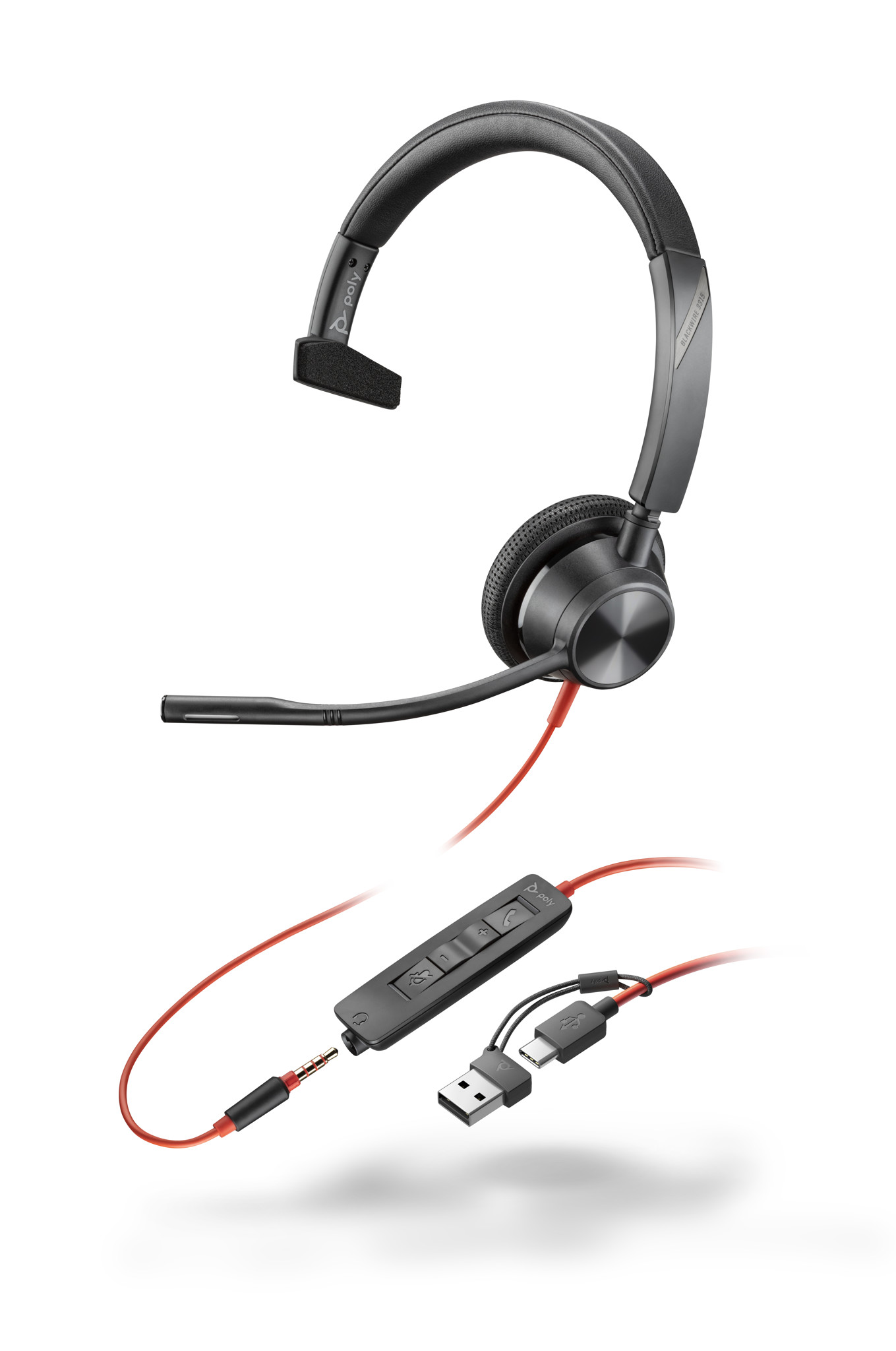 TAI NGHE USB CÓ THÊM CỔNG AUDIO 3.5MM THẾ HỆ MỚI CHO DOANH NGHIỆP PLANTRONICS (POLY) BLACKWIRE 3315, BW3315