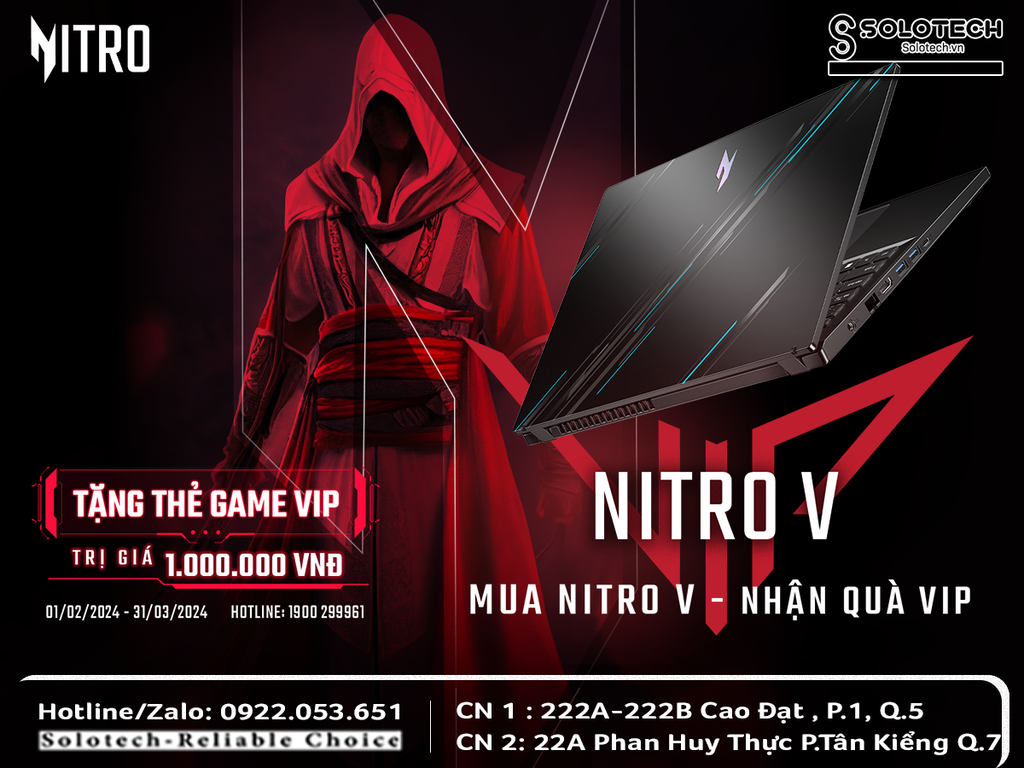 ĐẶC QUYỀN GAME THỦ 2024 TỪ ACER: MUA NITRO V NHẬN QUÀ VIP