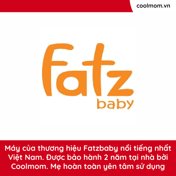 Máy của thương hiệu Fatzbaby nổi tiếng nhất Việt Nam. Được bảo hành 2 năm tại nhà bởi Coolmom. Mẹ hoàn toàn yên tâm sử dụng
