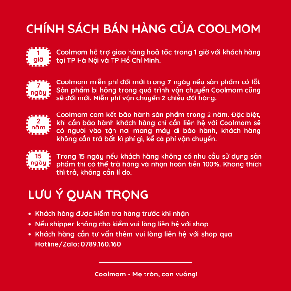 Chính sách bán hàng của Coolmom 2024