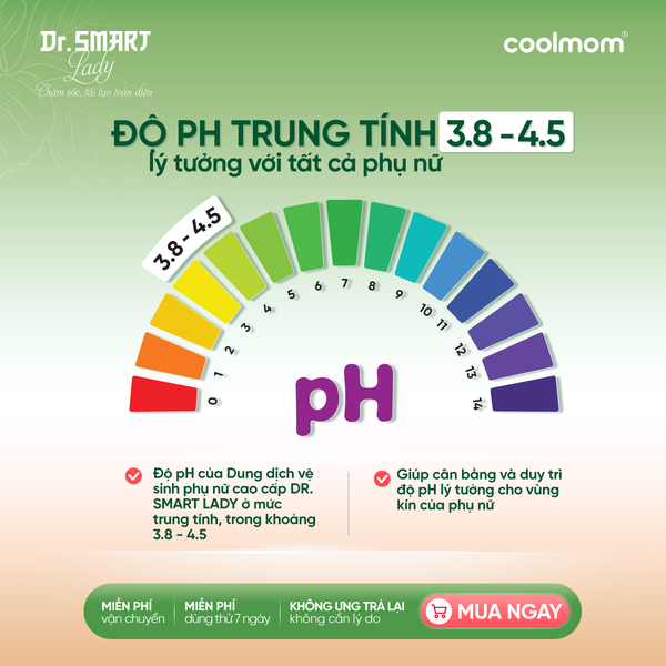 Độ pH của Dung dịch vệ sinh phụ nữ cao cấp DR. SMART LADY