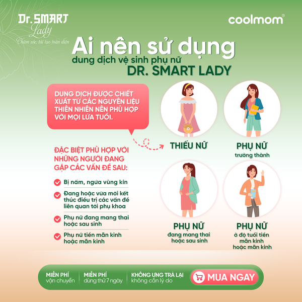 Dung dịch vệ sinh phụ nữ cao cấp DR. SMART LADY được chiết xuất từ các thành phần tự nhiên nên phù hợp với phụ nữ mọi lứa tuổi