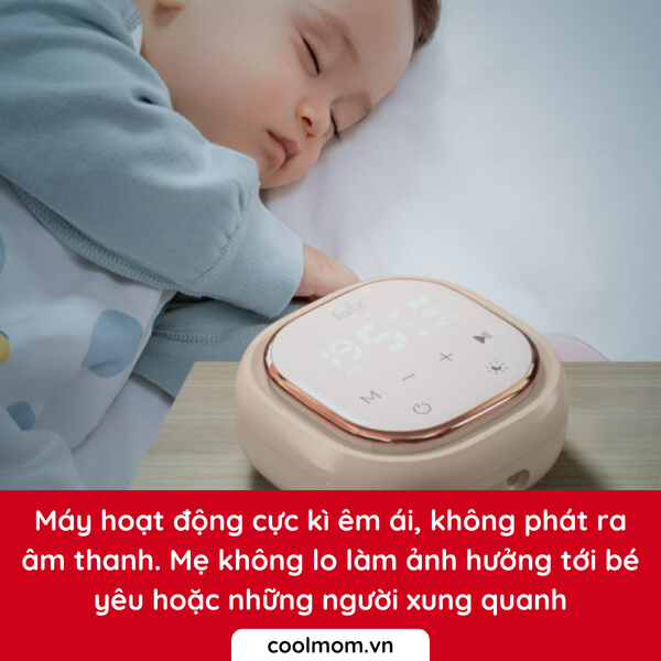 Máy hoạt động cực kì êm ái, không phát ra âm thanh. Mẹ không lo làm ảnh hưởng tới bé yêu hoặc những người xung quanh