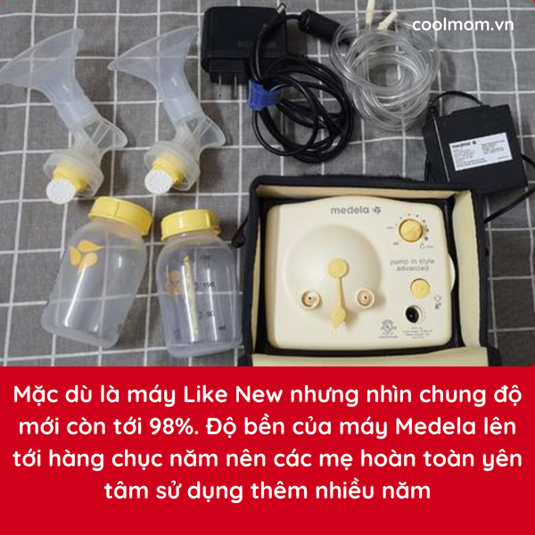 Mặc dù là máy Like New nhưng nhìn chung độ mới còn tới 98%. Độ bền của máy Medela lên tới hàng chục năm nên các mẹ hoàn toàn yên tâm sử dụng thêm nhiều năm