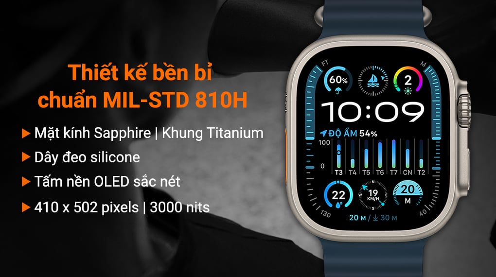 Đánh Giá Đồng Hồ Apple Watch Ultra 2, Viền titalium siêu bền cùng nhiều thay đổi