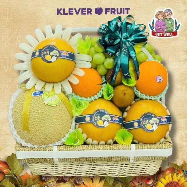 Giỏ Quà Trái Cây Tone Vàng Cam Thanh Lịch Chúc Sức Khỏe Bố Mẹ