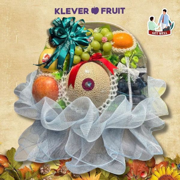 Giỏ Quà Trái Cây Nhập Khẩu Tone Xanh Cao Cấp Chúc Sức Khỏe Sếp, Đối Tác, Đồng Nghiệp