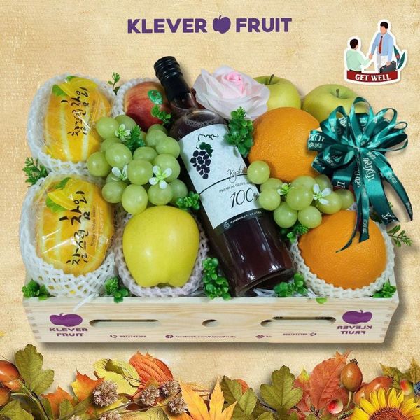 Hộp Quà Trái Cây Và Nước Ép Nho Rượu Kyoho Cao Cấp Chúc Sức Khỏe Sếp, Đối Tác, Đồng Nghiệp