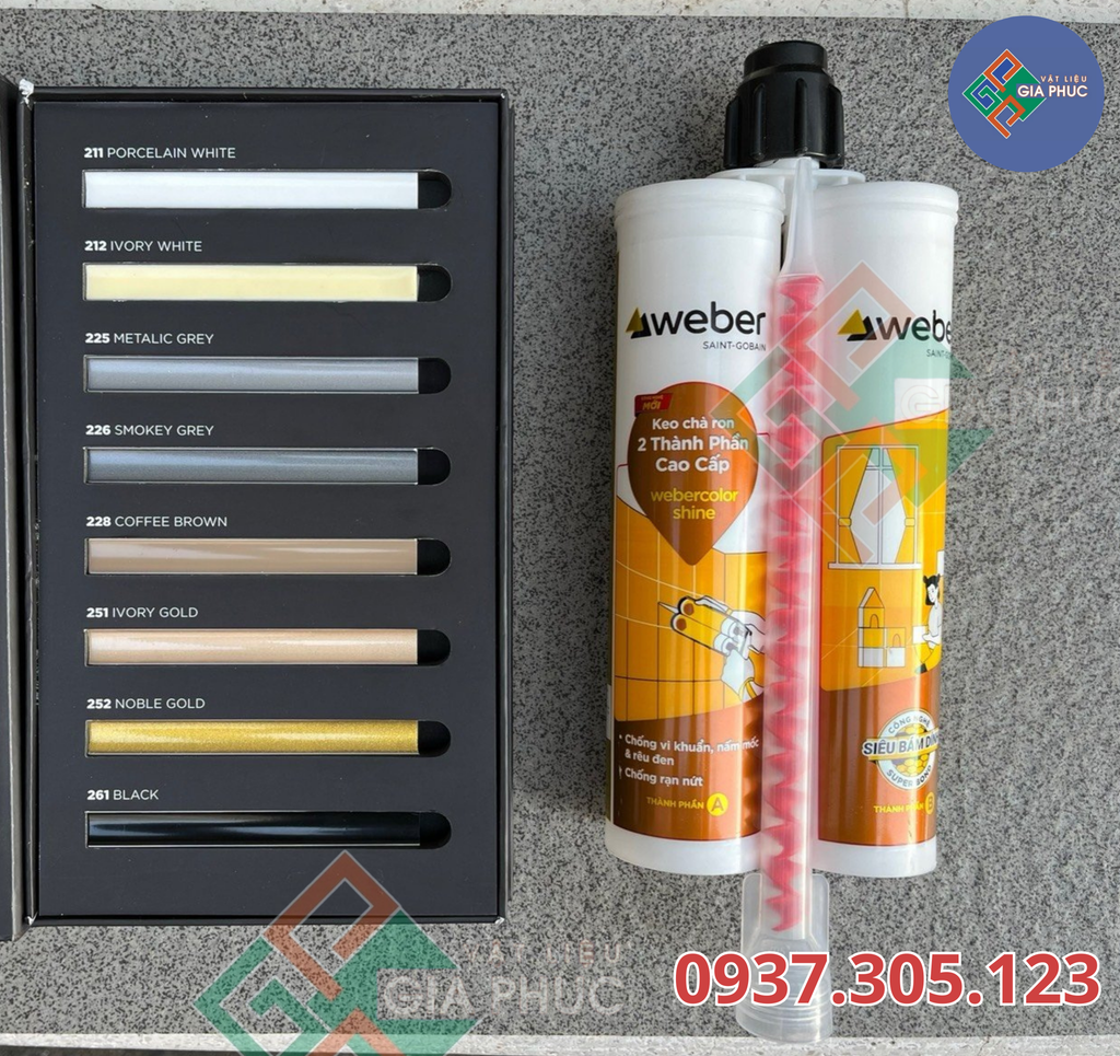 KEO CHÀ RON WEBER 2 THÀNH PHẦN I KEO CHÀ RON WEBER GỐC EPOXY ( KEO CHÀ RON CHỐNG THẤM, CHỐNG Ố, CHỐNG PHAI MÀU )