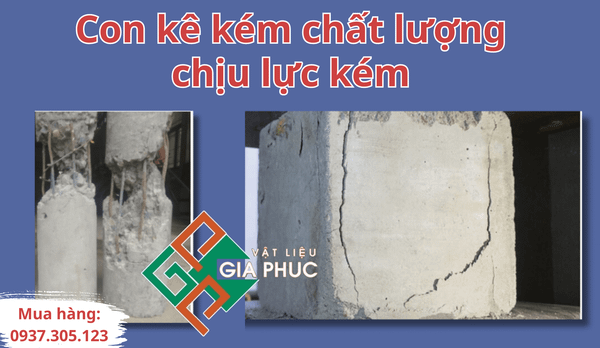 Con kê bê tông kém chất lượng