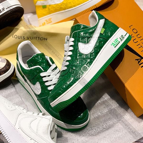 Giày Louis Vuitton x Nike Air Force 1 Low By Virgil Abloh Green Like Auth