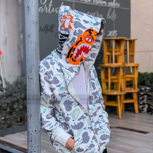 Áo khoác BAPE Space White Camo Tiger Full Zip Hoodie – Fandy