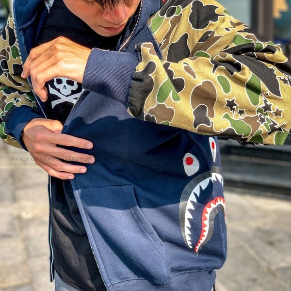 Áo khoác BAPE Sta Navy Camo Shark Full Zip Hoodie – Fandy