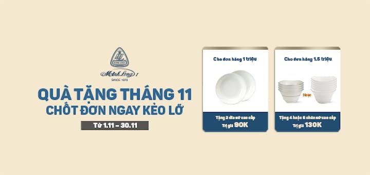 Ưu đãi quà tặng hấp dẫn khi mua sản phẩm Minh Long online!