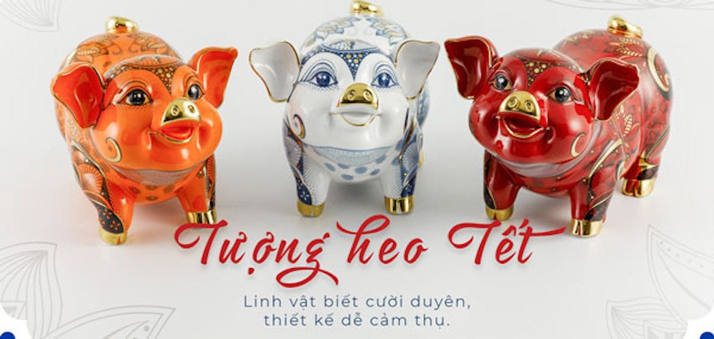 Tượng Heo Tết - Linh vật biết cười duyên, thiết kế dễ cảm thụ