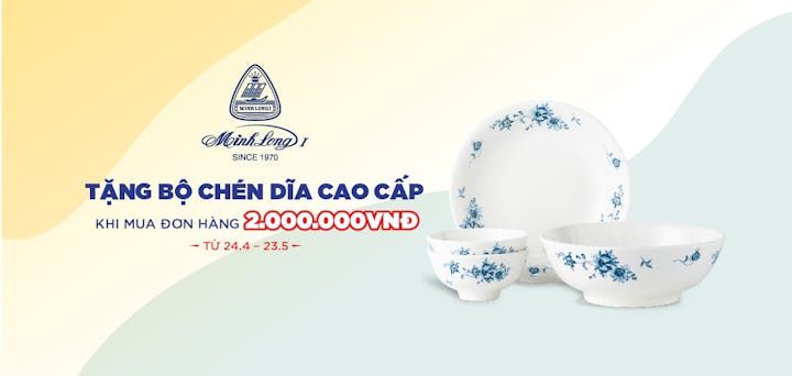 Tặng bộ quà sứ cao cấp khi mua sản phẩm Minh Long