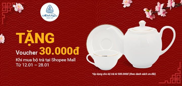 Nhiều ưu đãi hấp dẫn khi mua sản phẩm Minh Long tại Shopee và Lazada
