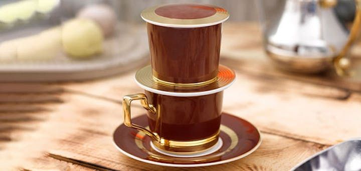 Phin cà phê sứ mạ vàng Minh Long: giữ trọn hương vị cà phê Việt