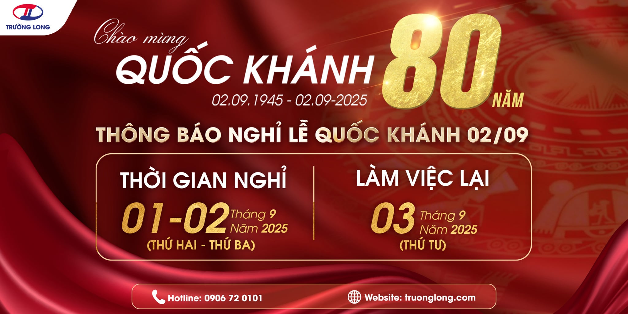 THÔNG BÁO NGHỈ LỄ QUỐC KHÁNH 2/9/2025