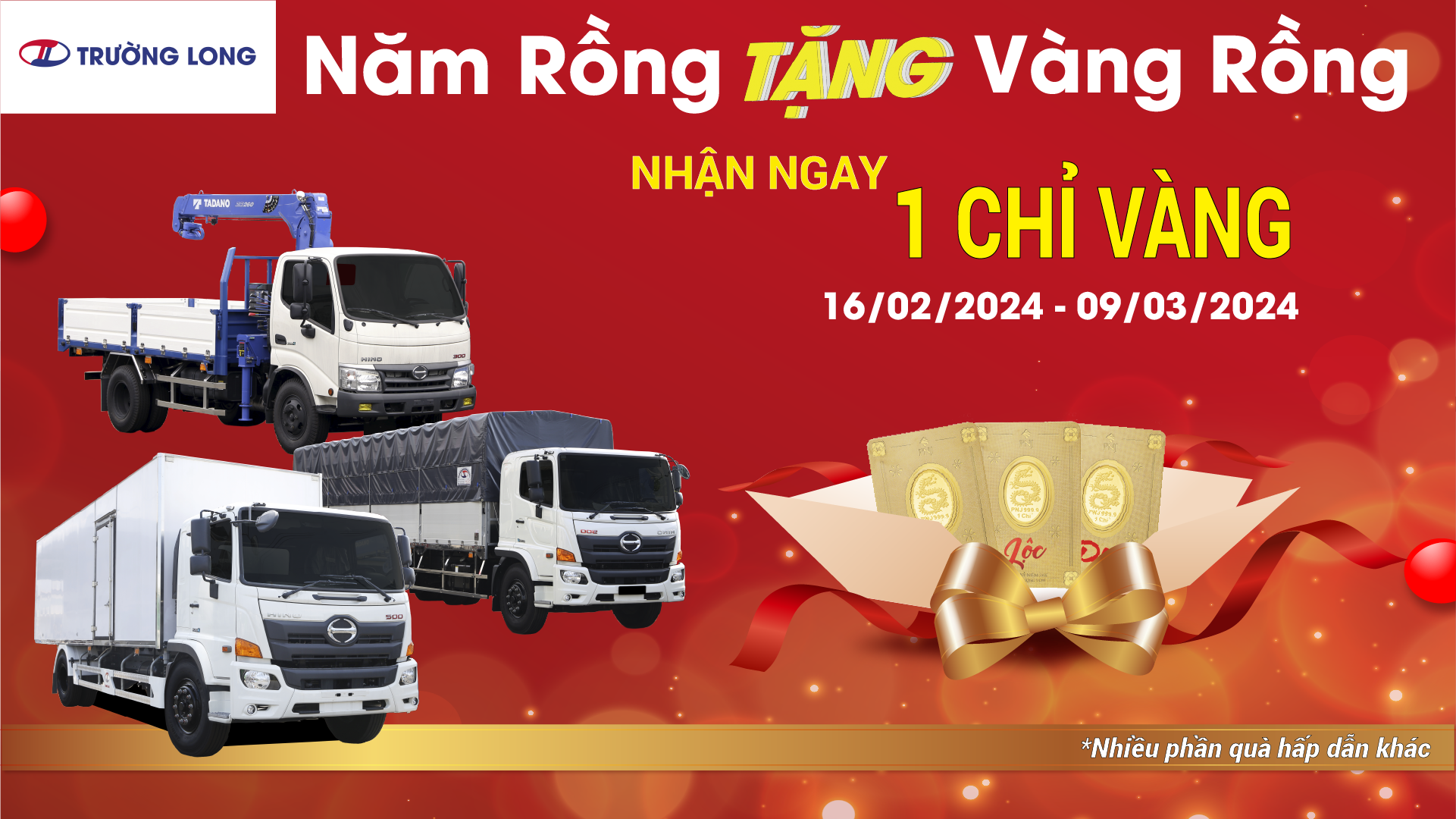 Năm Rồng Tặng Vàng Rồng khi mua xe tải Hino Trường Long