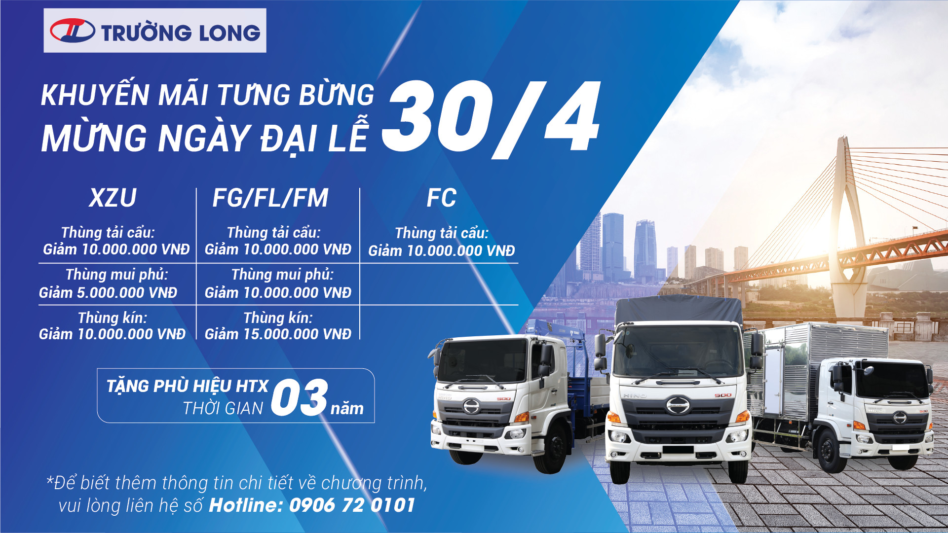 Khuyến mãi lên đến 15 triệu khi mua xe tải HINO mừng lễ 30/04