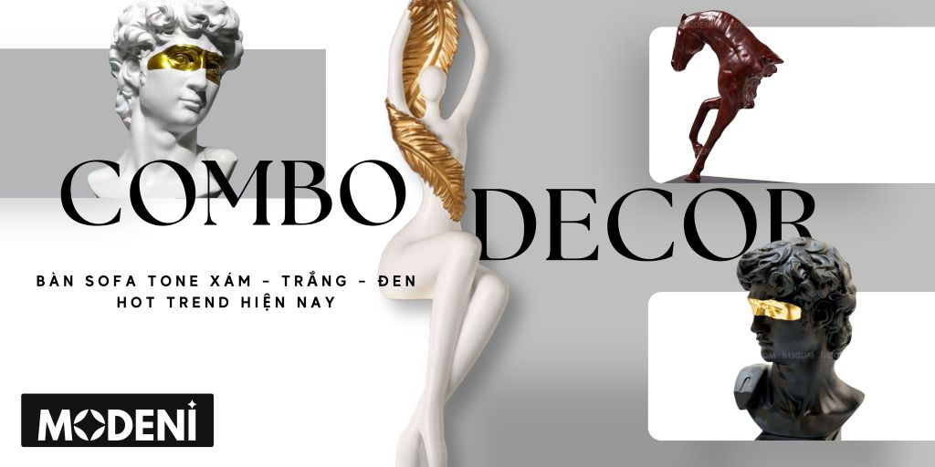 5 Combo Decor Bàn Sofa Tone Xám – Trắng – Đen Hot Trend Hiện Nay