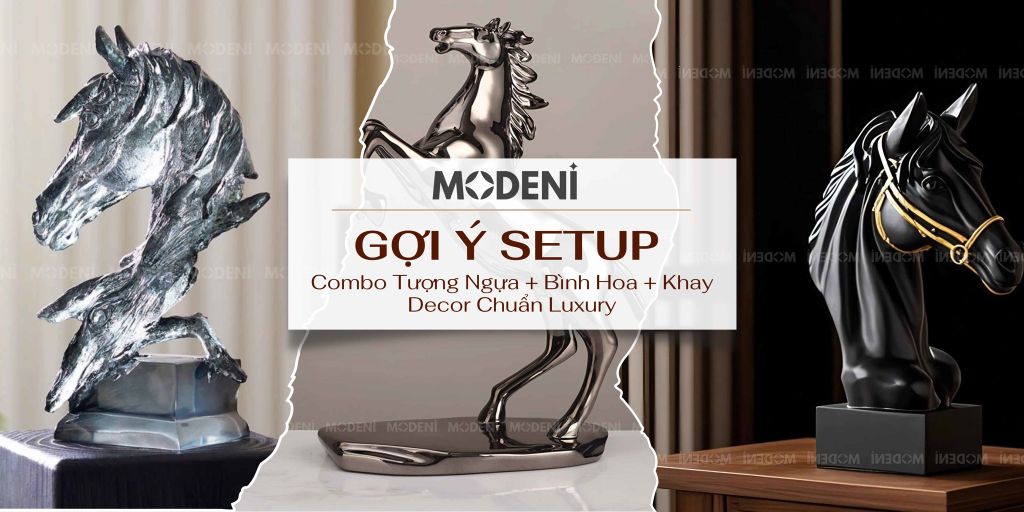 Gợi Ý Setup Combo Tượng Ngựa + Bình Hoa + Khay Decor Chuẩn Luxury