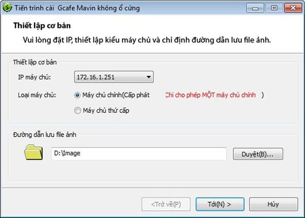 Thiết lập địa chỉ IP và đường dẫn lưu trữ hình ảnh.