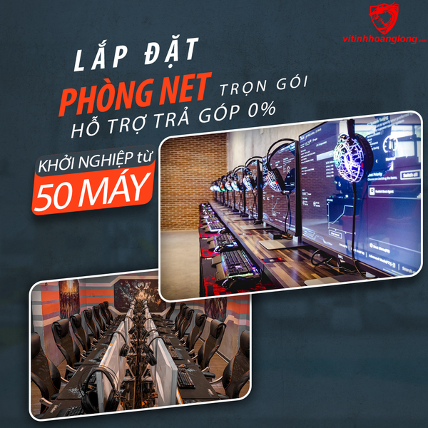 Vi tính Hoàng Long hỗ trợ thi công lắp đặt phòng net