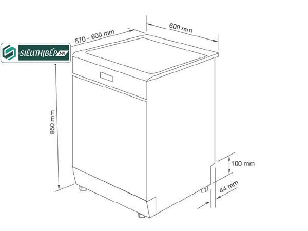 kích thước máy rửa bát tiêu chuẩn máy rửa bát độc lập