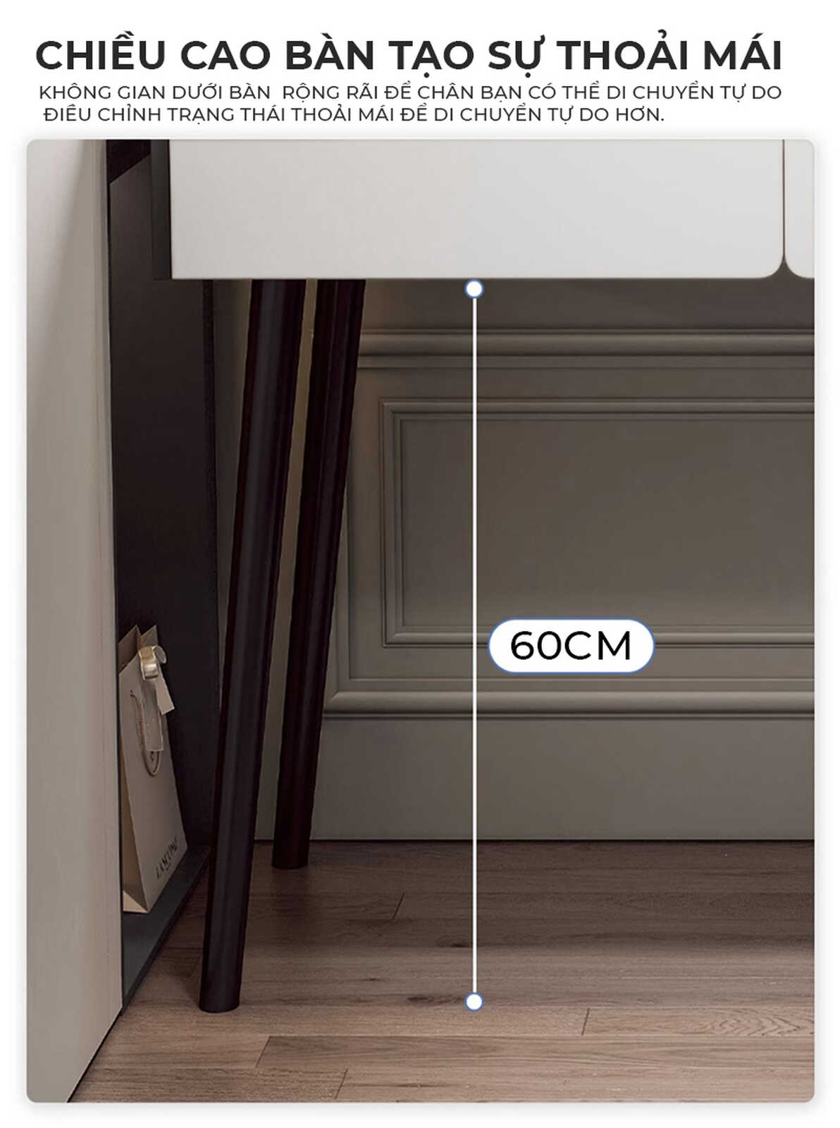 Bàn Trang Điểm Đen Trắng Hiện Đại Kết Hợp Tủ Lưu Trữ