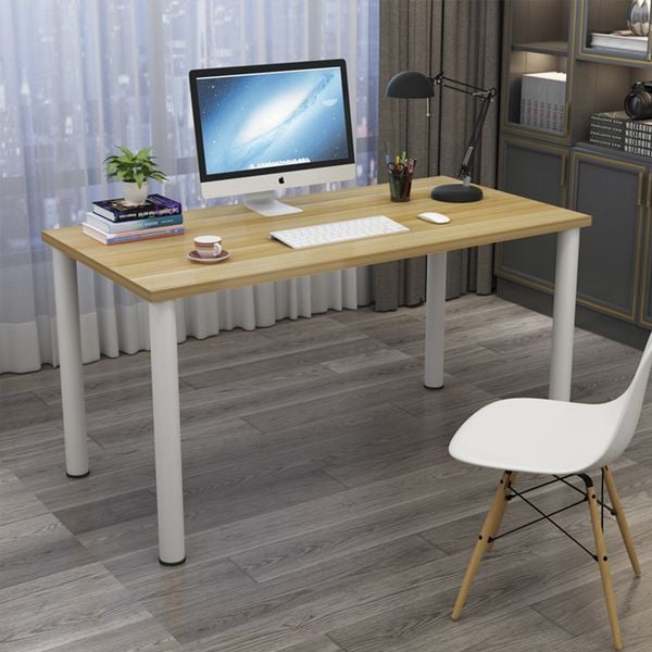 bàn làm việc chân sắt tròn màu trắng