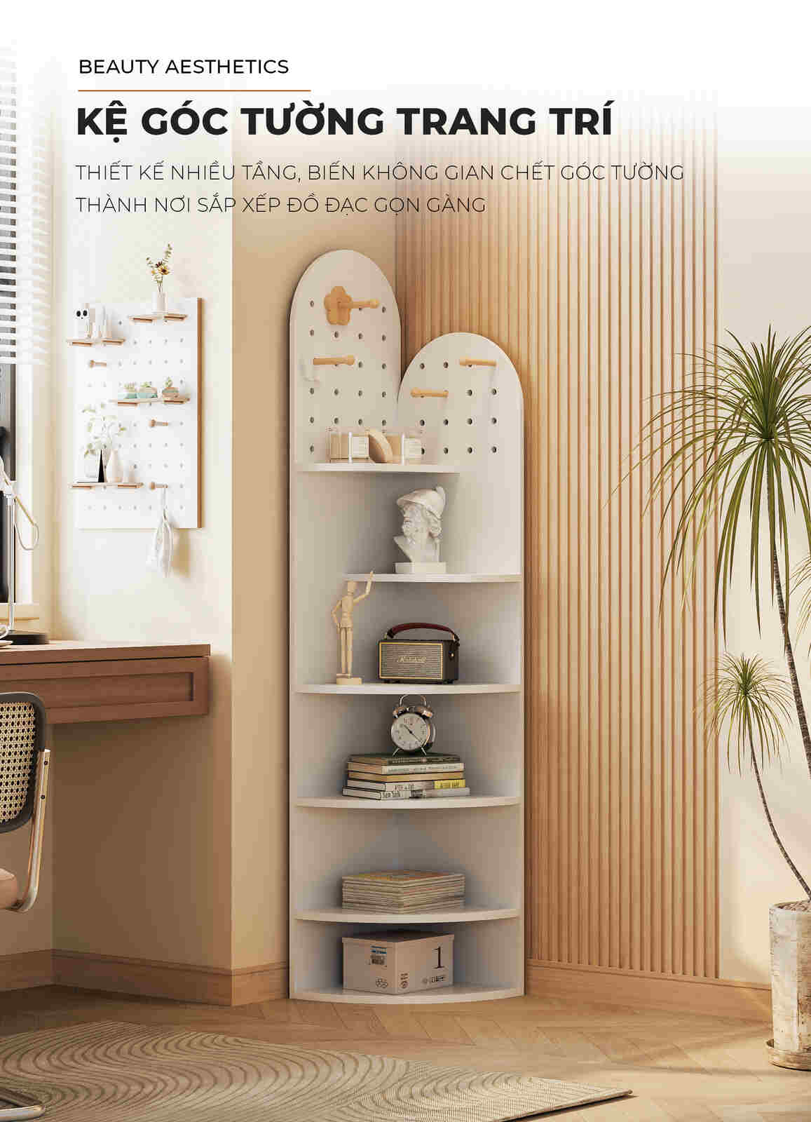 Kệ Góc Tường Trang Trí Đa Tầng Hiện Đại