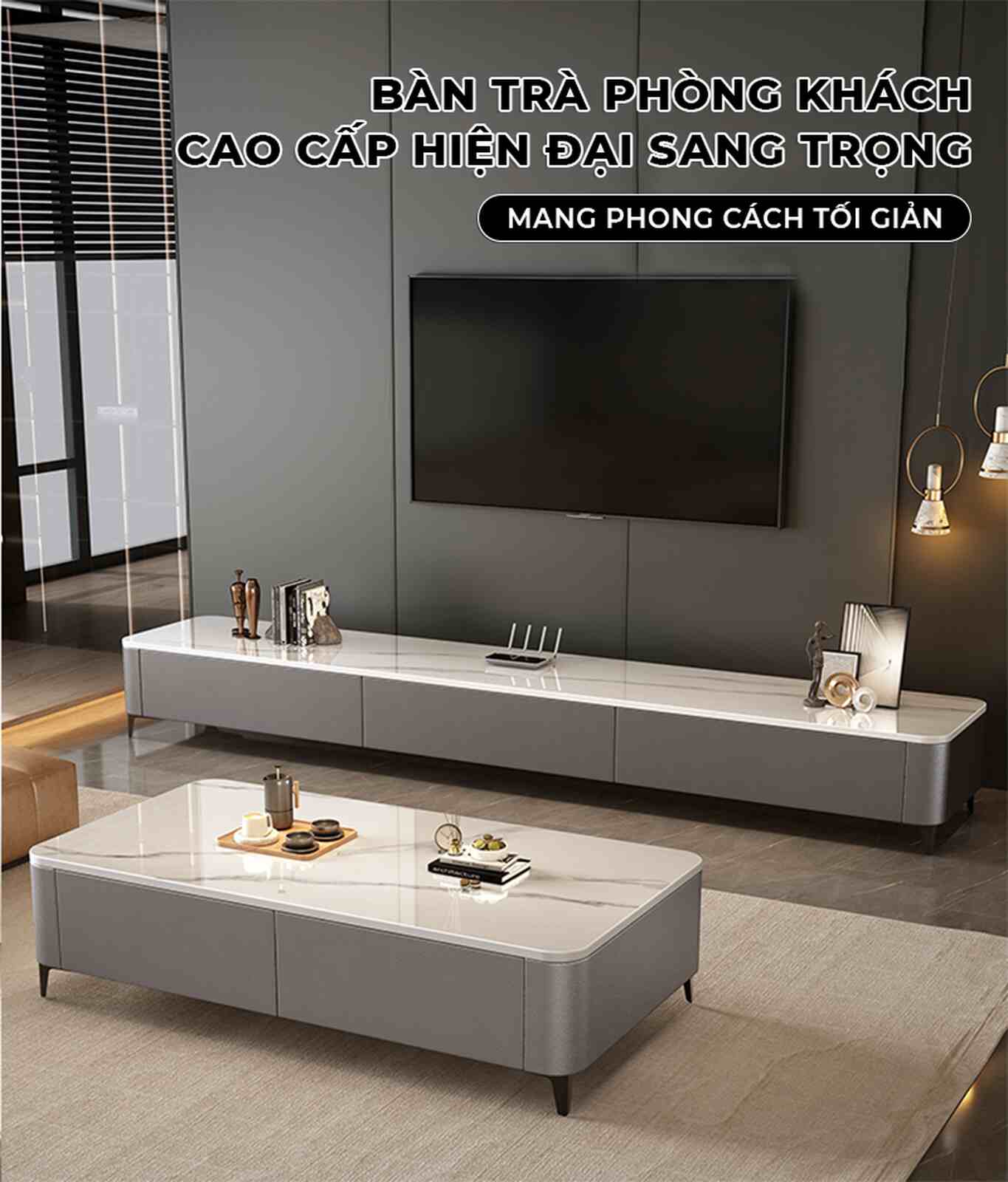 Bàn Trà Sofa Vân Đá Sang Trọng Hiện Đại