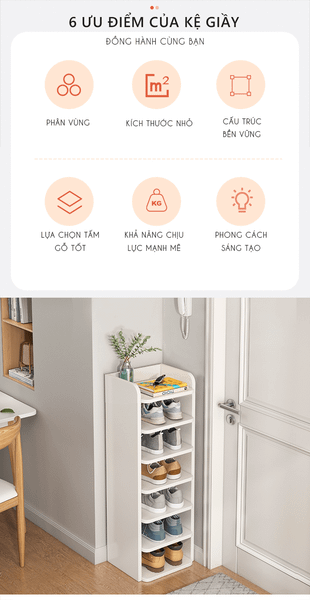 Kệ giày trắng đa tầng phong cách tối giản - GP247