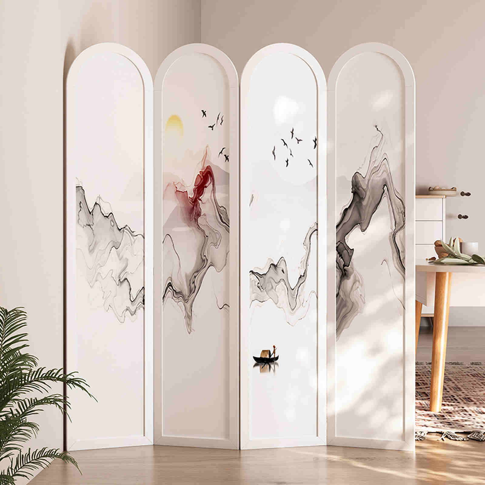 Bình phong họa tiết trang trí phong thủy độc đáo