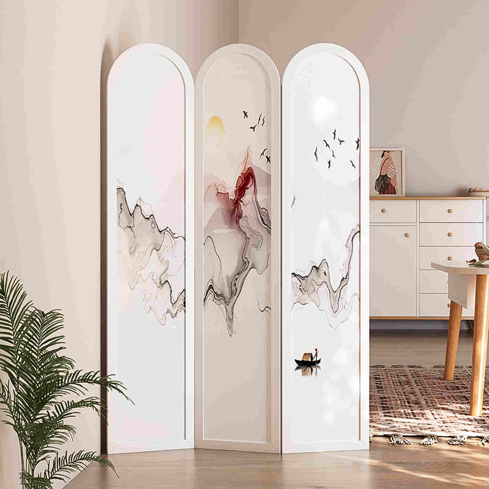 Bình phong họa tiết trang trí phong thủy độc đáo