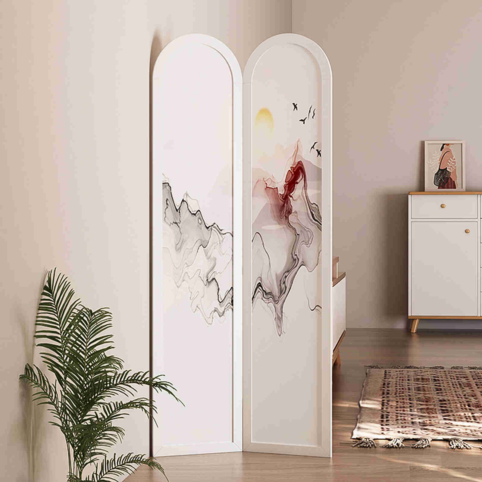 Bình phong họa tiết trang trí phong thủy độc đáo