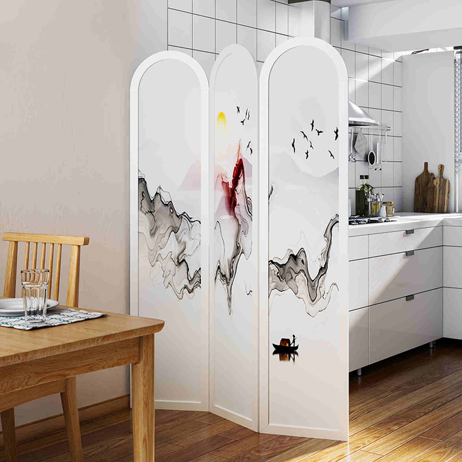 Bình phong họa tiết trang trí phong thủy độc đáo